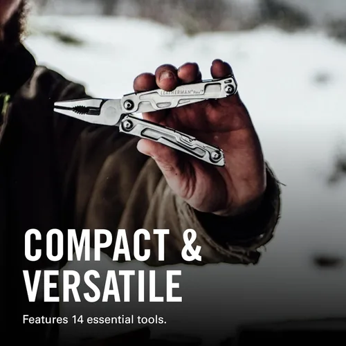 Vista 2 de LEATHERMAN, Multiherramienta de bolsillo tamaño Rev con abridor de paquete y destornilladores, acero inoxidable