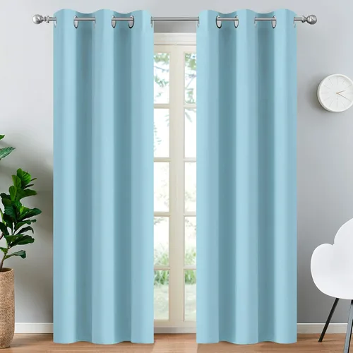 Vista 25 de Yakamok Cortinas opacas para dormitorio, aislamiento térmico, cortinas de oscurecimiento de habitación para sala de estar, juego de 2 paneles