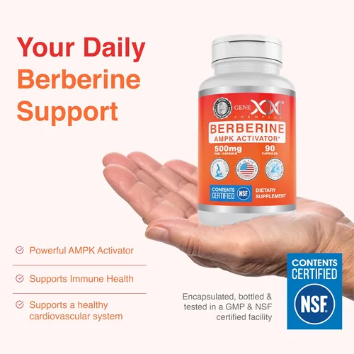 Vista 9 de Genex Formulas Berberina HCl 500 mg (90 cápsulas) – Certificado NSF para seguridad, calidad y precisión de etiquetado – Apoya la salud inmunológica