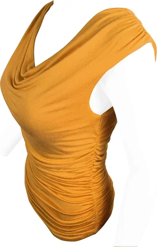 Vista 3 de CLEMONCE Doble forro cómodo cuello drapeado lateral fruncido de S a 3XL