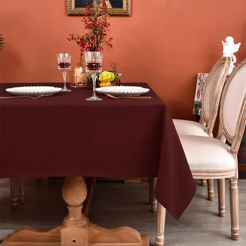 Vista 25 de MEANMOY Mantel cuadrado de poliéster lavable, resistente al agua y a las manchas, de 210 GSM, de 54 x 54 pulgadas, mantel de mesa rectangular sin