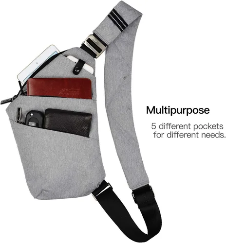 Vista 4 de BROADREAM Bolsa flexible personal para hombres y mujeres Antirrobo Slim Crossbody Bag Sling Chest Mochila para Deporte Viajes Casual Senderismo