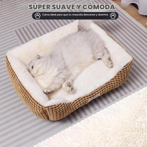 Vista 3 de Cama pequeña para perros pequeños, camas para gatos de interior, lavable, cama rectangular para perros, cálida, suave, relajante, cama duradera