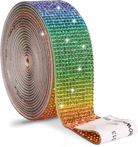 Vista 42 de Cinta de cristal autoadhesiva, calcomanías de diamantes de imitación para envoltura de regalos, manualidades, proyectos de decoración, bodas Negro