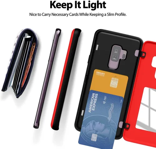 Vista 99 de GOOSPERY Parachoques magnético para puerta compatible con Galaxy S9 Plus, tarjetero tipo billetera con cierre automático por iman, funda protectora