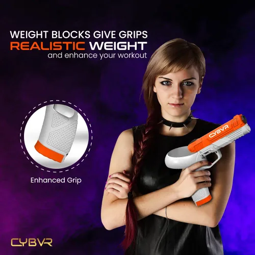 Vista 6 de CYBVR Weighted P-istol Grip Controller Attachment for Meta Quest 2, G-un Weight Feels Real, G-un Stock for OculusMeta Quest 2, VR Accessories for