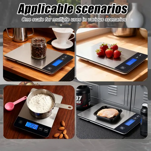 Vista 6 de Báscula de cocina de alimentos, báscula de alimentos de 33 libras que mide con precisión gramos y onzas para hornear y cocinar, báscula de cocina