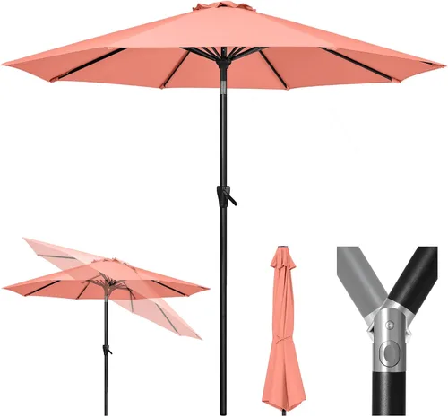 Vista 11 de Tempera Patio Market - Sombrilla de mesa para exteriores con botón de inclinación y manivela, sombrilla grande con poste resistente y toldo Beige