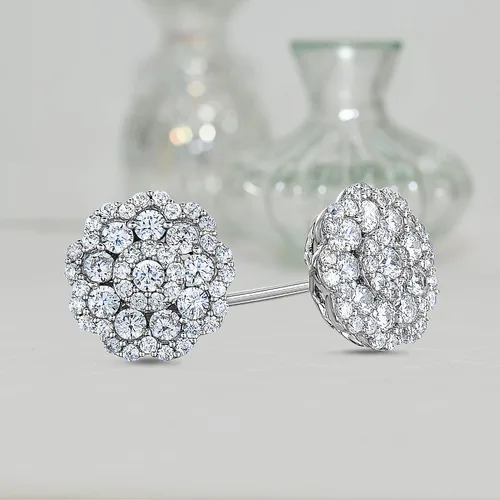 Vista 4 de Natalia Drake Pendientes de tuerca de diamantes de 1 quilate para mujer en plata de ley chapada en rodio, Plata de ley, diamante