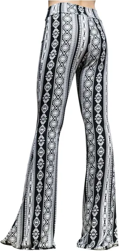 Vista 2 de ShopMyTrend SMT - Pantalones de yoga largos con piernas anchas y acampanadas de estilo palazzo, con cintura alta para mujer