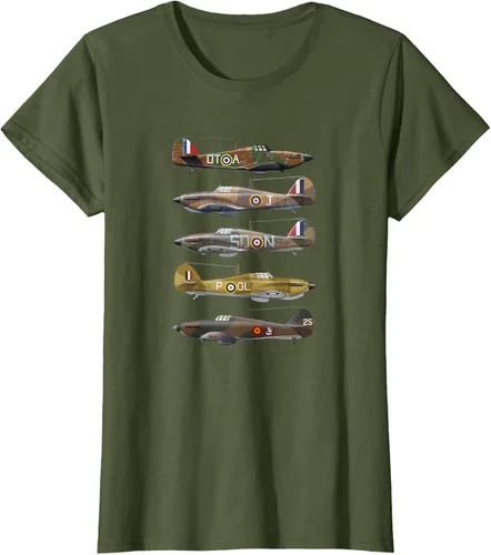 Vista 19 de Hawker Hurricane is a British WW2 camiseta de aviones de combate Negro