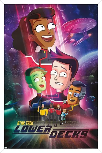 Vista 14 de Star Trek: Lower Decks - Póster de pared de arte clave, 22.4 pulgadas de largo x 14.7 pulgadas de ancho, versión enmarcada de madera de granero