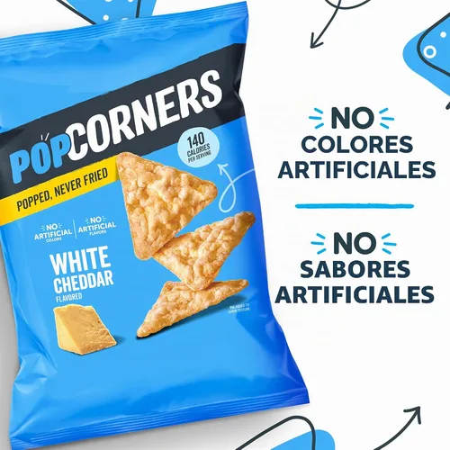 Vista 3 de PopCorners Chips de maíz reventado, cheddar blanco, 5 onzas