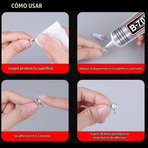 Vista 7 de B7000 - Pegamento para joyería, 4 piezas x 25 ml, B-7000 pegamento transparente super adhesivo multifunción, adhesivo industrial transparente