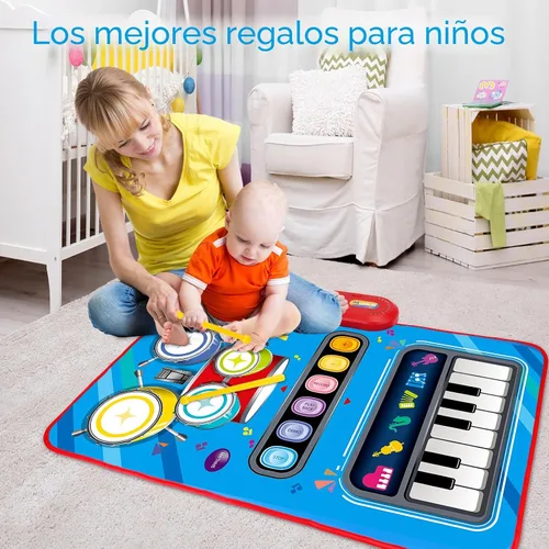 Vista 7 de Juguetes de bebé para niños de 1 año: Alfombra musical para bebés Juguetes para niños pequeños de 1 a 2 años - Piano y tambor de 2 en 1 Alfombra