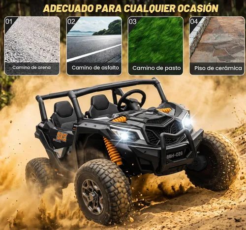 Vista 4 de 24V Ride On UTV Car 2 Seater Electric Ride On Juguete para Niños 4WD Camión Negro