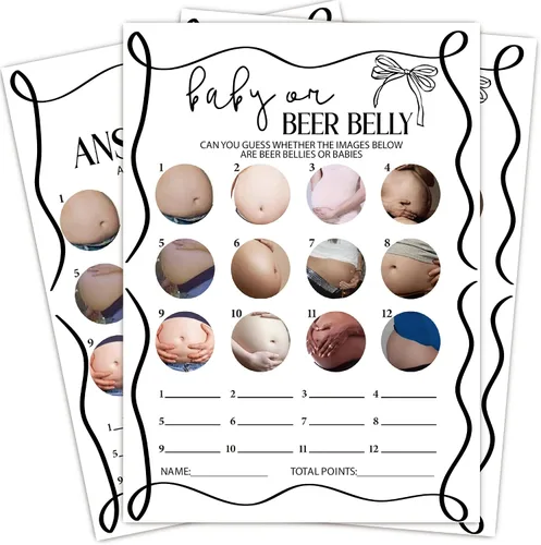 Vista 8 de Juegos del alfabeto del bebé, tarjetas divertidas de juegos de baby shower, 25 tarjetas de género neutro, kit de suministros para fiesta