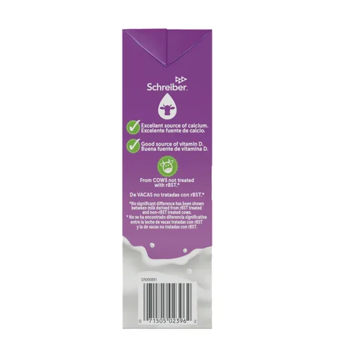 Vista 4 de Leche Schreiber 1%, Leche estable para estante, baja en grasa con vitamina A y D, 32 oz (paquete de 6)
