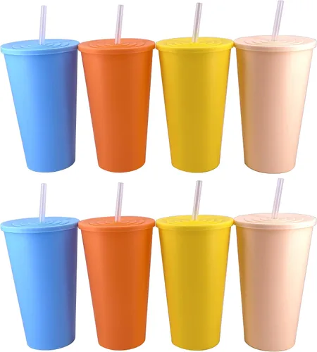 Vista 13 de AOYITE Juego de 12 vasos reutilizables de plástico de 22 onzas, sin BPA Color del arco iris