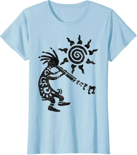 Vista 23 de Native American Kokopelli Musican With Flute 2 - Camiseta divertida para fanáticos, Blanco, S