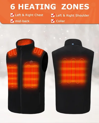 Vista 2 de Venustas Chaleco térmico de forro polar para hombre con batería de 7.4 V, chaleco eléctrico aislado ligero
