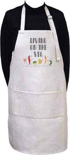 Vista 2 de Neurons Not Included Living on the Veg Funny Adjustable Neck Cooking or Gardening Apron With Large Front Pocket