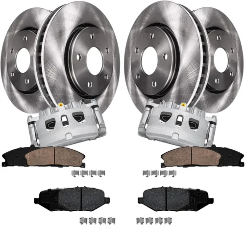 Vista 41 de Detroit Axle - Kit de frenos para Land Rover LR3 2005-2009, Rotores de freno deportivos Range Rover 2006-2009 y pastillas de freno de cerámica 2007