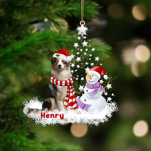 Vista 9 de Nazenti Adorno personalizado de árbol de bulldog americano con 1 soporte debajo de la estrella, adorno de perro personalizado para amantes