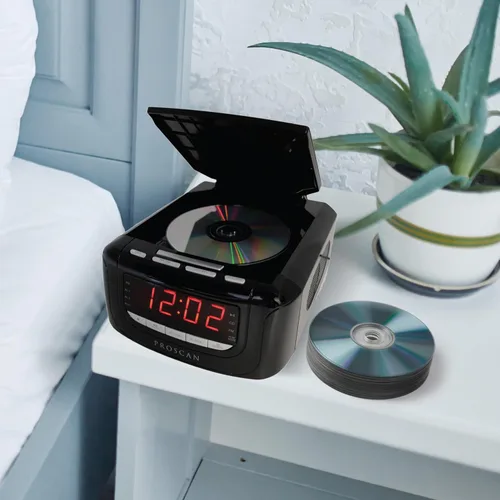 Vista 3 de Sylvania Radio reloj despertador con reproductor de CD y carga por USB