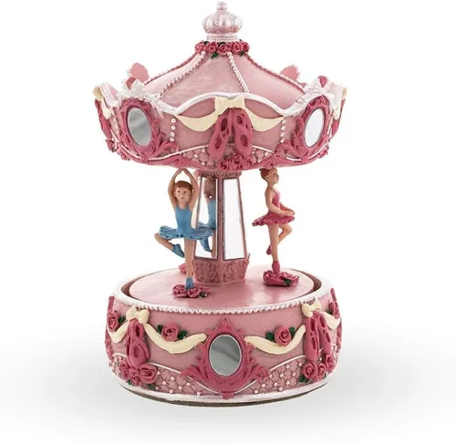 Vista 7 de BestPysanky Figura musical giratoria de carrusel de bailarina rosa