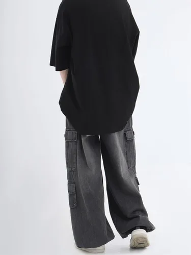 Vista 2 de Grunge Pantalones holgados Y2K Emo Alt Cargo Pant Fairycore Demin Cloting Estético Jogger Pantalones deportivos Hiphop Tripp Streetwear