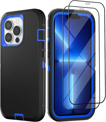 Vista 18 de Funda para iPhone 13 con 2 protectores de pantalla, resistente de grado militar, funda de cuerpo completo para hombres y mujeres (aguamarina + rosa)