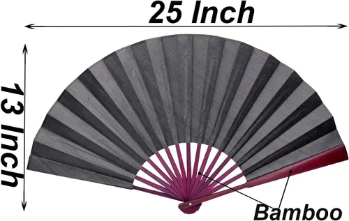 Vista 3 de Ventilador de mano plegable chino con artesanía tradicional china de 13 pulgadas