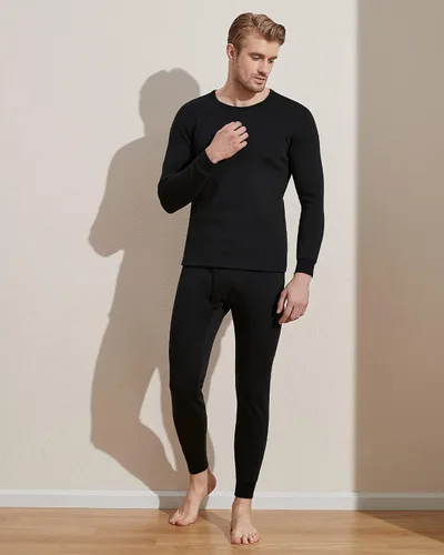 Vista 4 de LAPASA Conjunto de ropa interior térmica ultra pesada para hombre, capa base para clima frío extremo, forro polar, pantalones largos M63