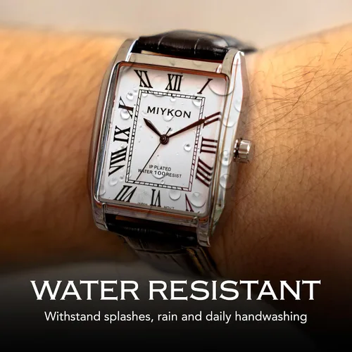 Vista 6 de Miykon Vintage Watches for Men Classic Tank Square Analog Watch with Genuine Leather Wrist Strap, Mens Dress Watches Japanese Quartz, Waterproof