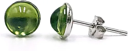 Vista 70 de Pendientes naturales de 0.236 in con chapado en oro blanco sobre plata de ley, bisel cabujón de piedras preciosas regalo de joyería para ella