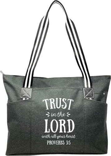 Vista 17 de Brooke & Jess Designs Bolsas grandes con cremallera inspiradoras para mujer, ideas de regalos cristianos Be Still and Know Lexie Black