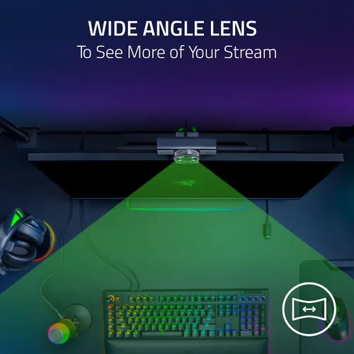 Vista 5 de Cámara web para streaming Razer Kiyo V2 X: 1440p 60 FPS - Enfoque automático - Micrófono incorporado - Lente gran angular - Obturador de privacidad