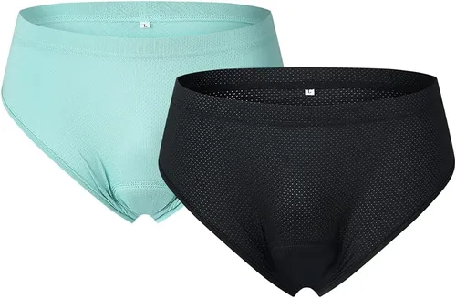Vista 7 de ERYUE Ropa interior de bicicleta, ropa interior de bicicleta para hombre, calzoncillos acolchados para bicicleta, ropa interior de ciclismo, Negro