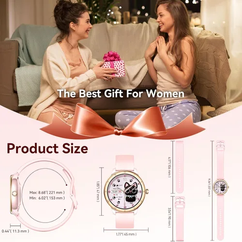 Vista 8 de Reloj inteligente para mujer, monitor de fitness HD de 1.27 pulgadas (respuesta/haz llamadas) con más de 110 modos deportivos/frecuencia