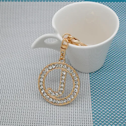 Vista 3 de Llaveros de letras para mujer, diamantes de imitación, inicial, regalo para niñas, dije de alfabeto de cristal de la A a la Z con llavero