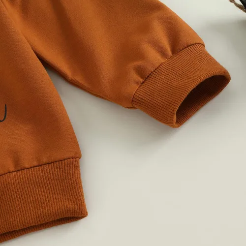Vista 5 de Conjunto de sudadera de manga larga con cuello redondo y pantalones acampanados para bebé niña