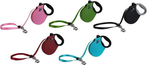 Vista 3 de Alcott Adventure Correa de cinturón reflectante retráctil – 10 pies – Extra pequeña para perros de hasta 25 libras, negro con mango de agarre suave
