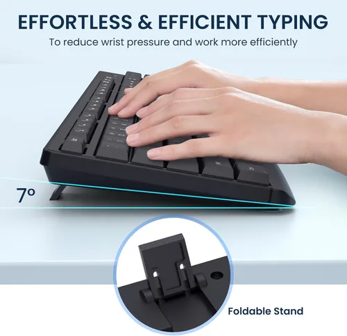 Vista 4 de COLIKES - Combo de teclado y mouse inalámbricos, mouse y teclado inalámbricos USB 2.4G, 3 niveles DPI delgado, ergonómico, receptivo Plug & Play