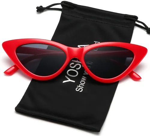 Vista 3 de Lentes de sol retro para mujer, con marco de plástico y diseño con estilo ojo de gato YOSHYA