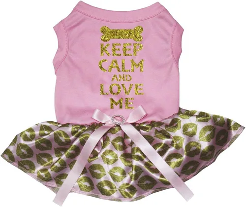 Vista 2 de Petitebella Keep Calm and Love Me - Vestido para cachorro (negro/dorado, talla XS)