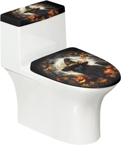 Vista 21 de Funda de asiento de inodoro de mármol blanco dorado para baño, cubierta de tapa de tanque de inodoro suave, 2 piezas, fundas de inodoro con tela