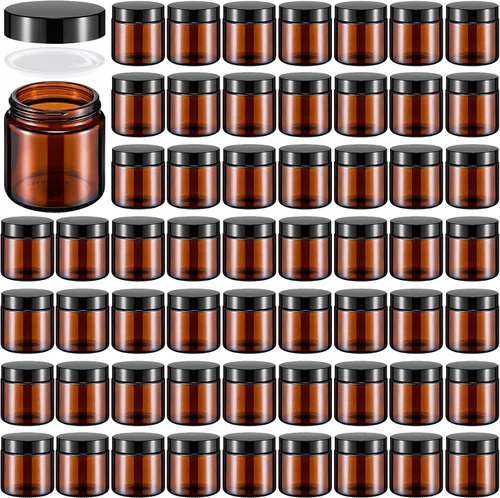 Vista 8 de Norme 24 Frascos de Vidrio de 4 oz con Tapas Herméticos Redondos a Prueba de Fugas Frascos Cosméticos Vacíos con Revestimientos Internos en la Tapa
