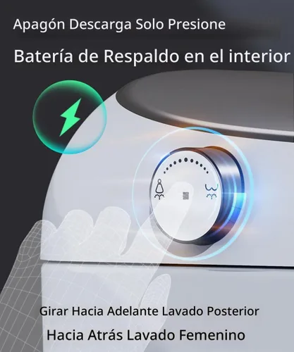 Vista 6 de EPLO Inodoro inteligente con apertura/cierre automático, inodoro bidé con tanque incorporado, asiento calentado, descarga con patada, tanque