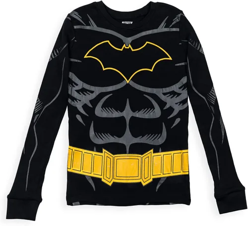 Vista 3 de DC Comics Justice League Robin - Conjunto de pijama para cosplay, camisa y pantalones, para niños pequeños y grandes